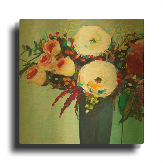 'Ode to Summer 9' By Jacqueline Brewer Gold Metal Wall Art