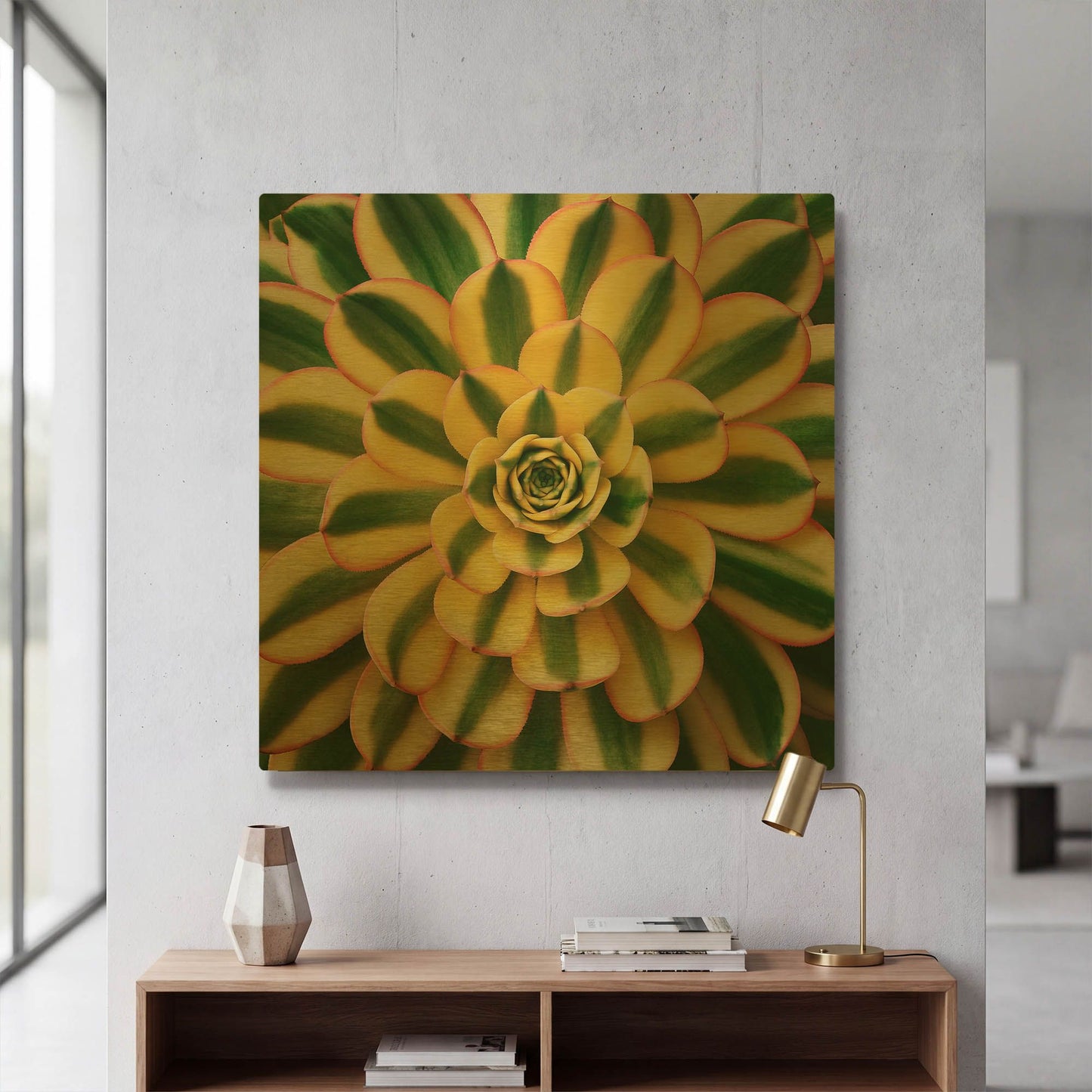 'Striped Succulent' By Jan Bell Gold Metal Wall Art