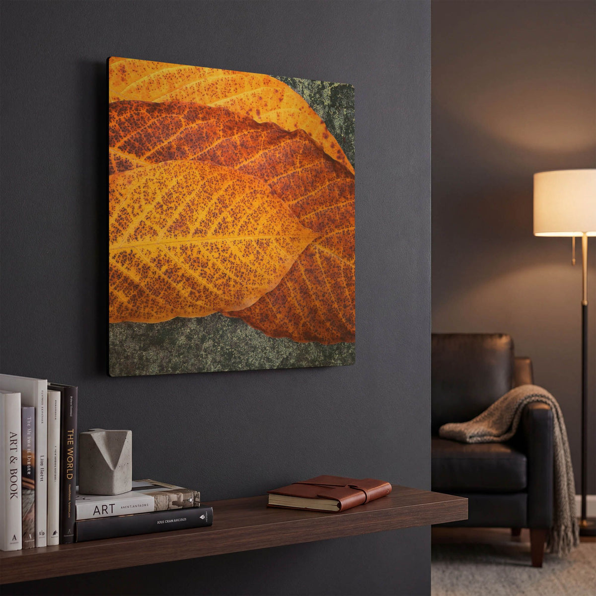 'Three Leaves' By Jan Bell Gold Metal Wall Art