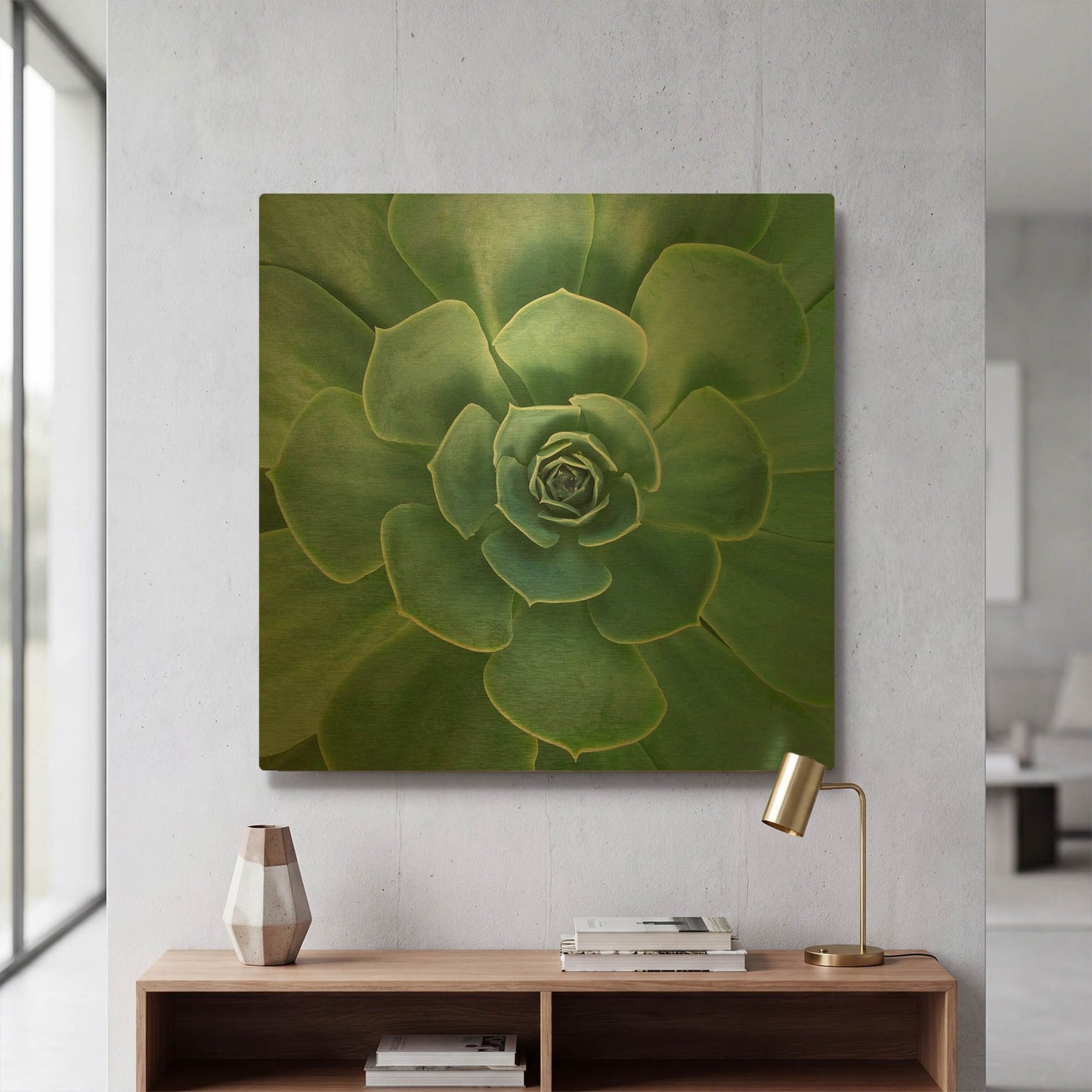 'Glowing Succulent' By Jan Bell Gold Metal Wall Art