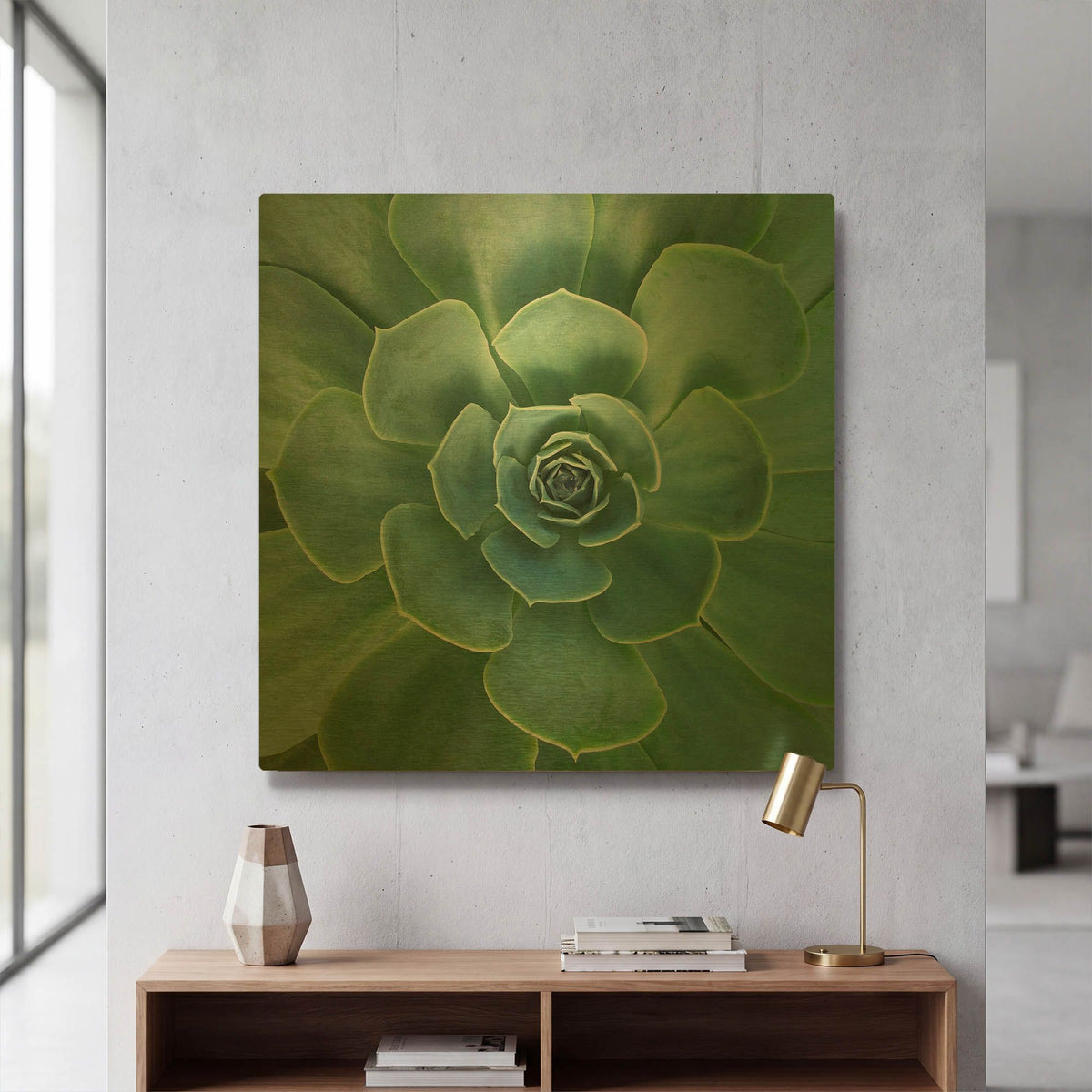 'Glowing Succulent' By Jan Bell Gold Metal Wall Art