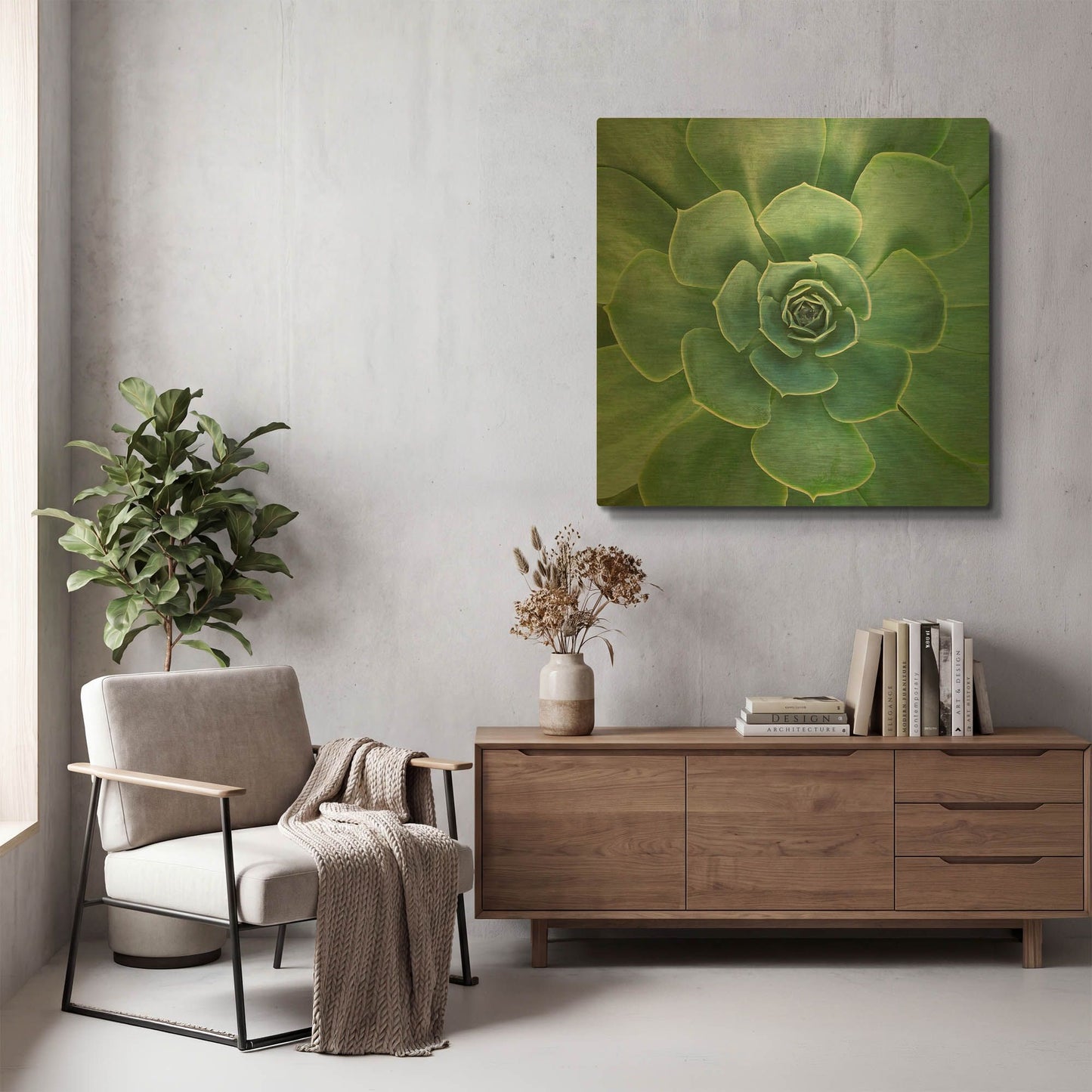 'Glowing Succulent' By Jan Bell Gold Metal Wall Art