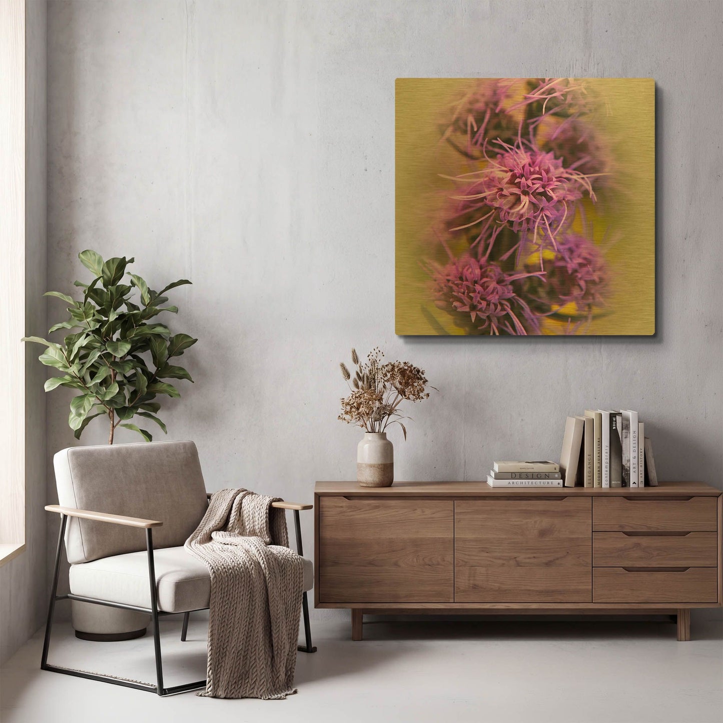 'Meadow Flowers' By Jan Bell Gold Metal Wall Art