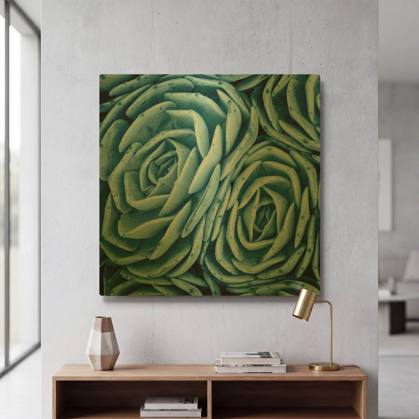 'Nestled Succulents' By Jan Bell Gold Metal Wall Art