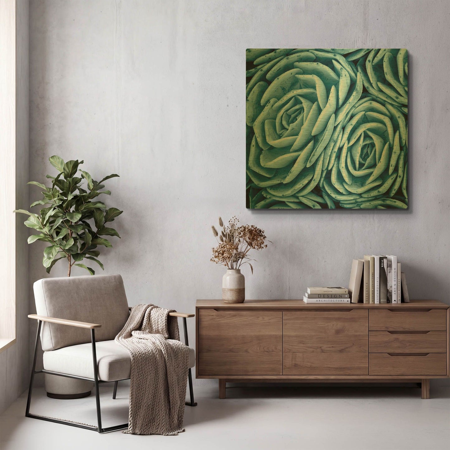 'Nestled Succulents' By Jan Bell Gold Metal Wall Art