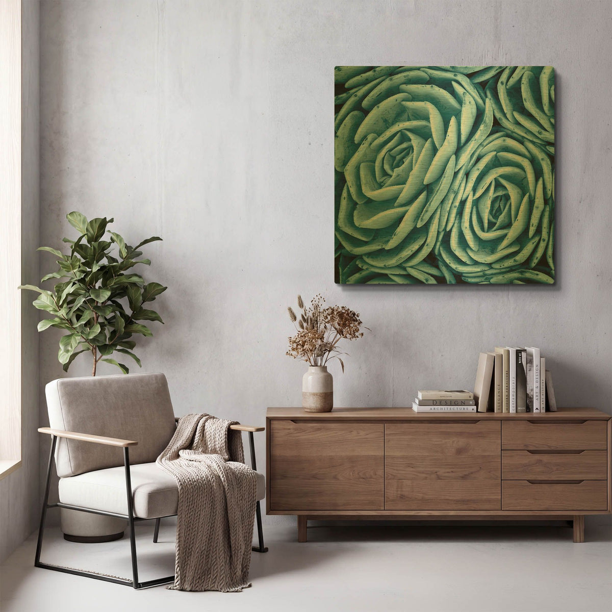'Nestled Succulents' By Jan Bell Gold Metal Wall Art