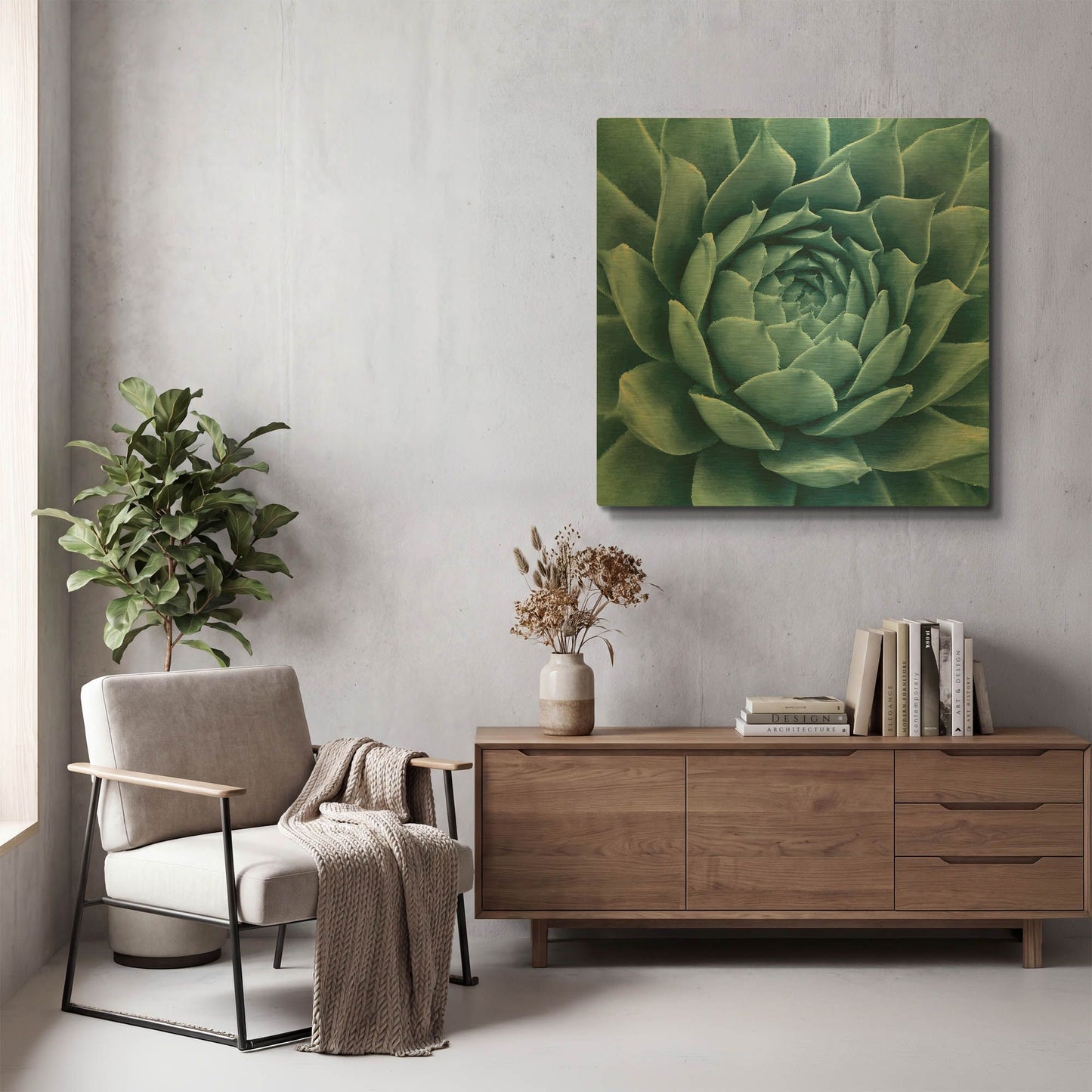 'Silvery Blue Agave' By Jan Bell Gold Metal Wall Art