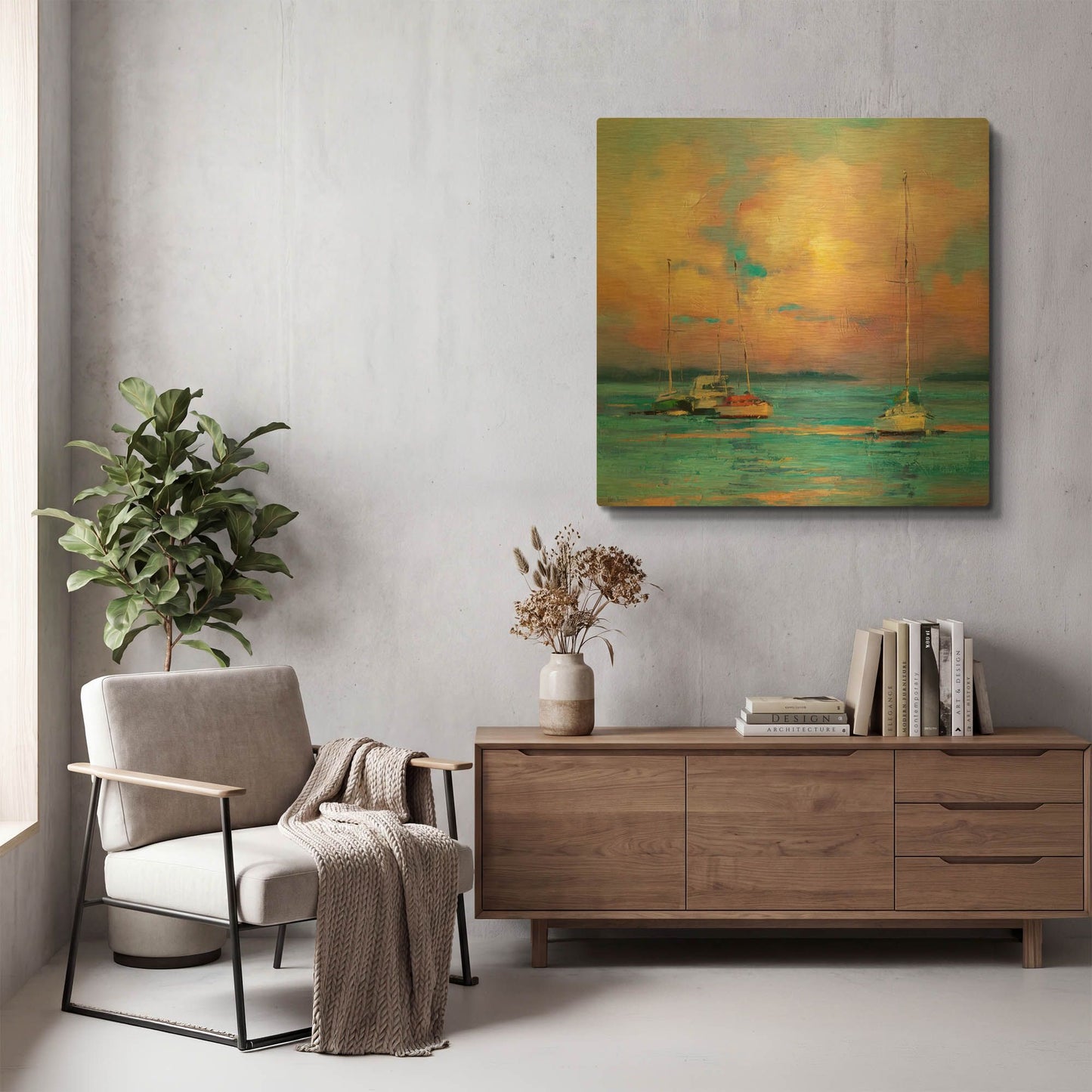 'After The Sailing Day' By Kasia Bruniany Gold Metal Wall Art