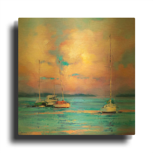 'After The Sailing Day' By Kasia Bruniany Gold Metal Wall Art