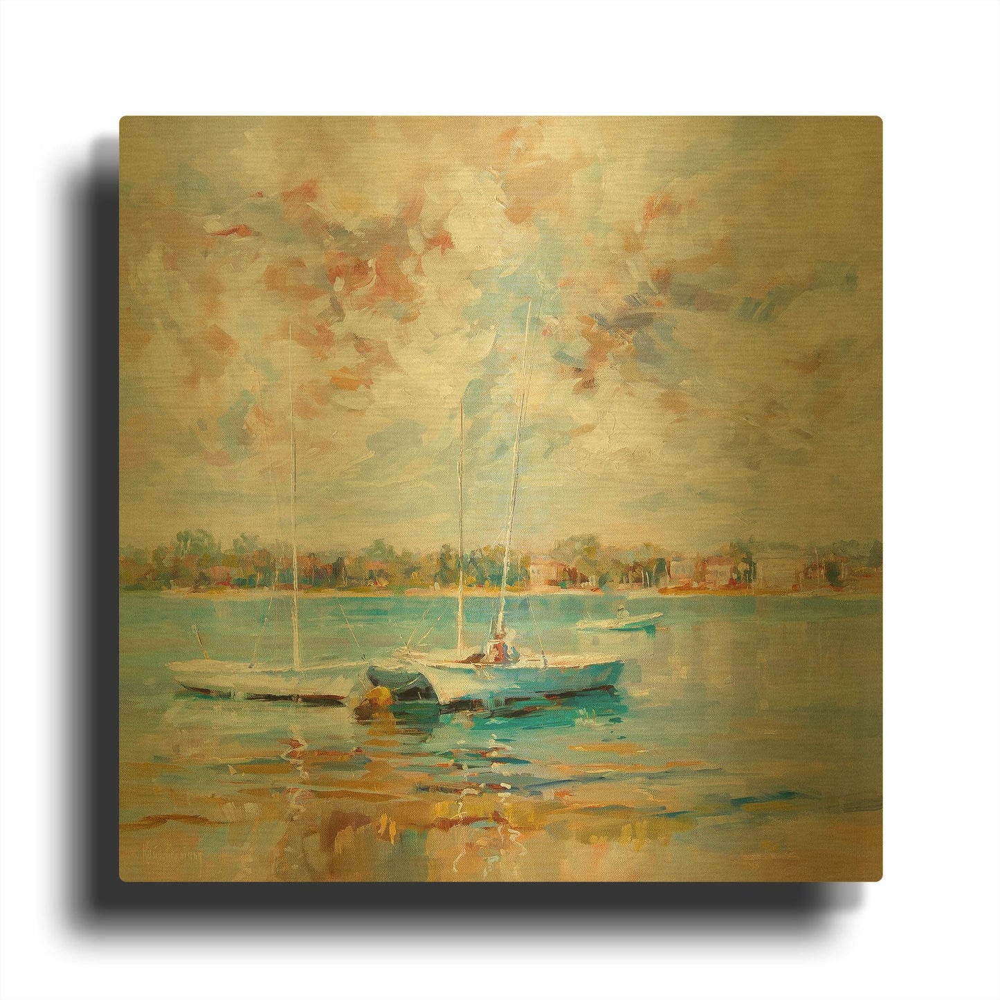 'At Water' By Kasia Bruniany Gold Metal Wall Art