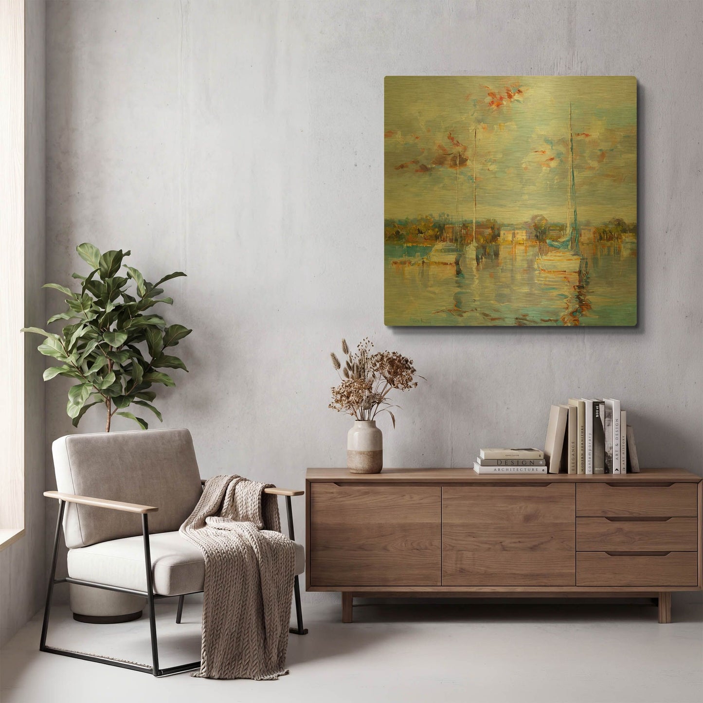 'Coastal Calm' By Kasia Bruniany Gold Metal Wall Art