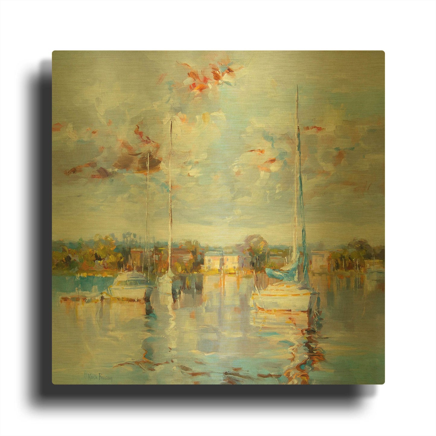 'Coastal Calm' By Kasia Bruniany Gold Metal Wall Art