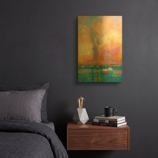 'Evening On The Bay' By Kasia Bruniany Gold Metal Wall Art