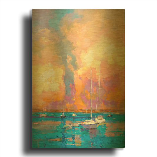 'Evening On The Bay' By Kasia Bruniany Gold Metal Wall Art