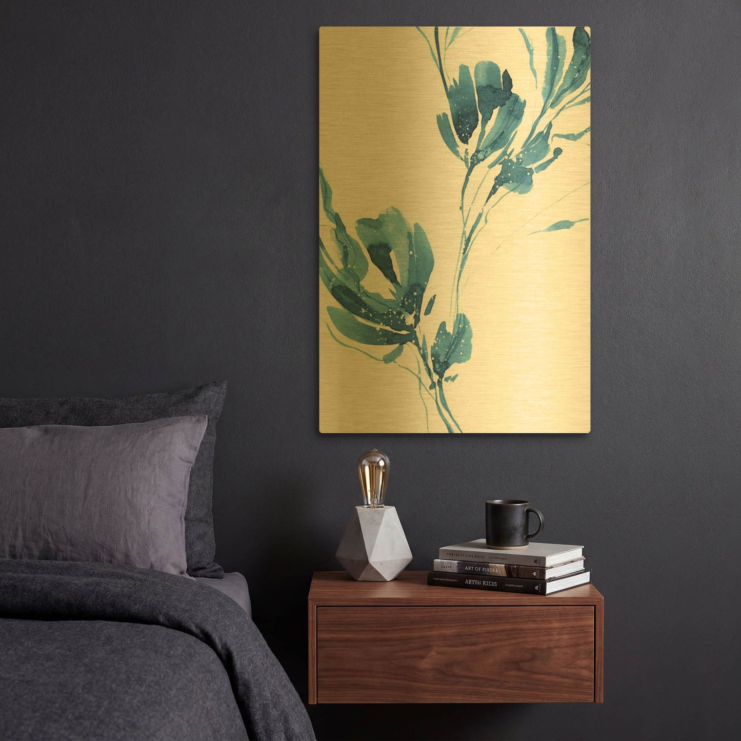 'Blue Move 1' By Lesia Binkin Gold Metal Wall Art