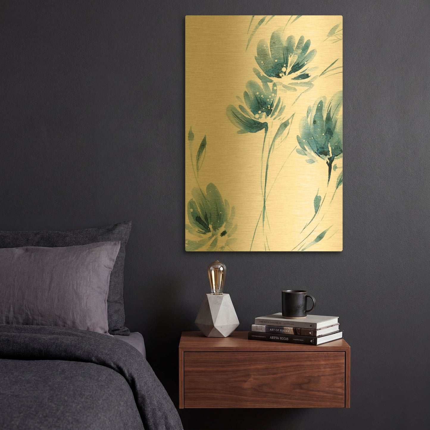 'Blue Move 2' By Lesia Binkin Gold Metal Wall Art