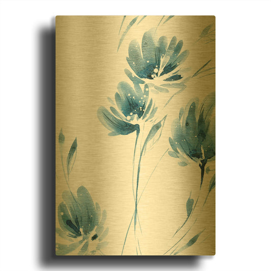 'Blue Move 2' By Lesia Binkin Gold Metal Wall Art