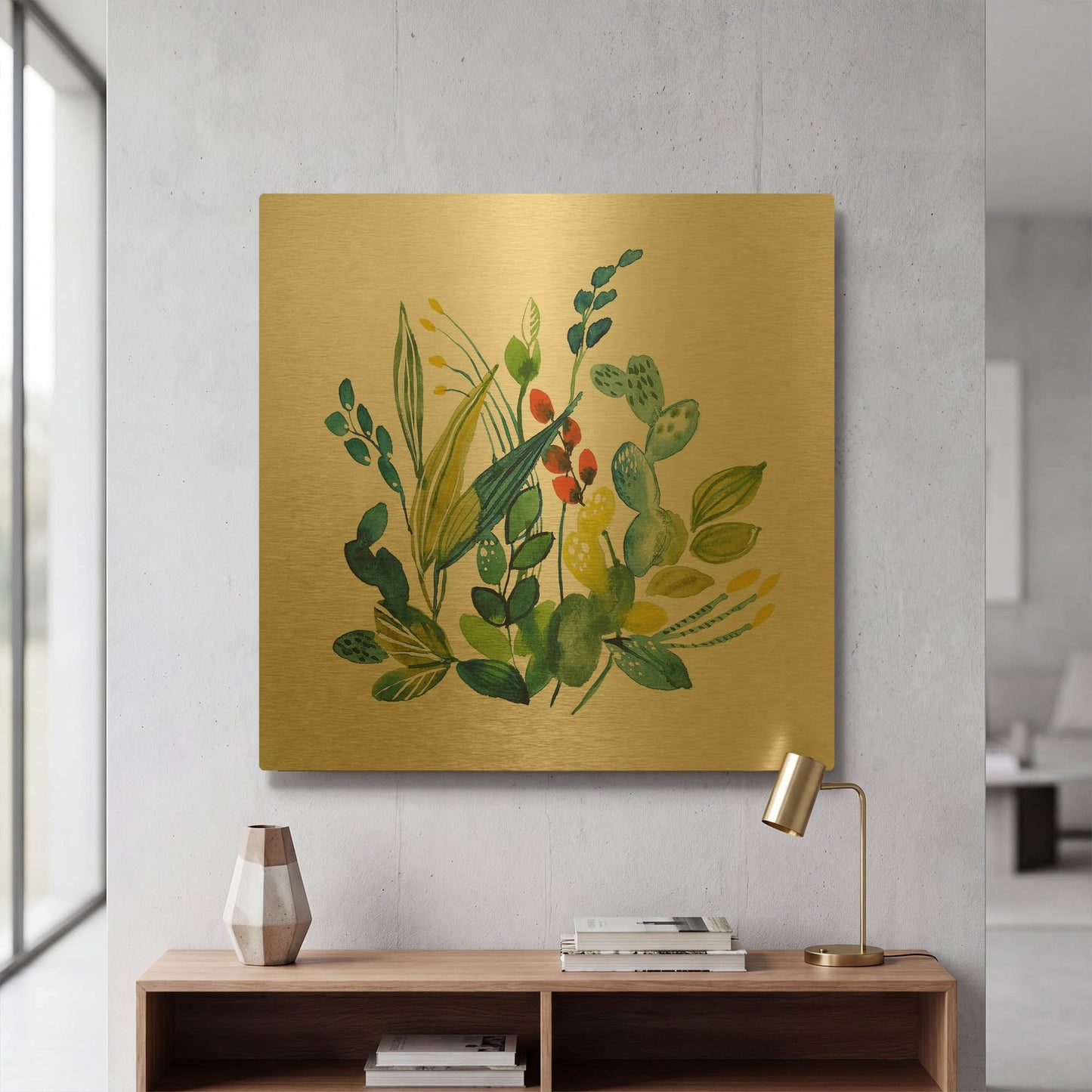 'English Garden 2' By Lesia Binkin Gold Metal Wall Art