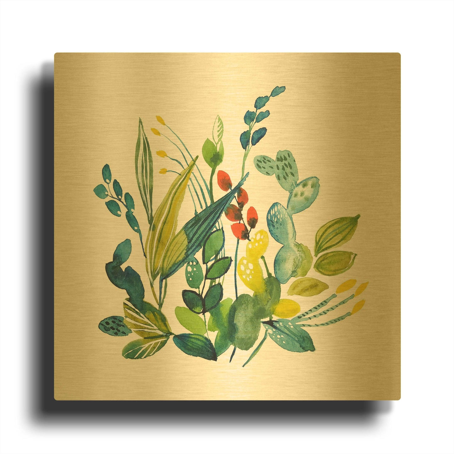 'English Garden 2' By Lesia Binkin Gold Metal Wall Art