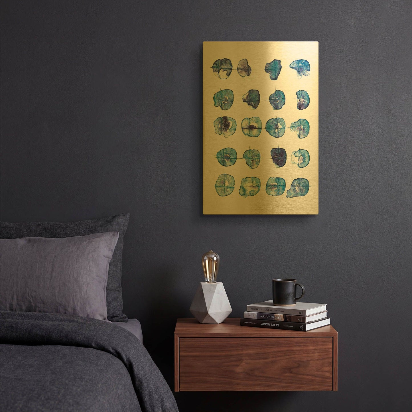 'Indigo Pattern' By Lesia Binkin Gold Metal Wall Art