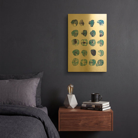'Indigo Pattern' By Lesia Binkin Gold Metal Wall Art