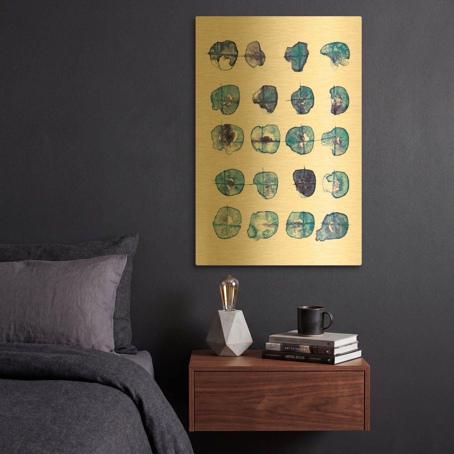 'Indigo Pattern' By Lesia Binkin Gold Metal Wall Art