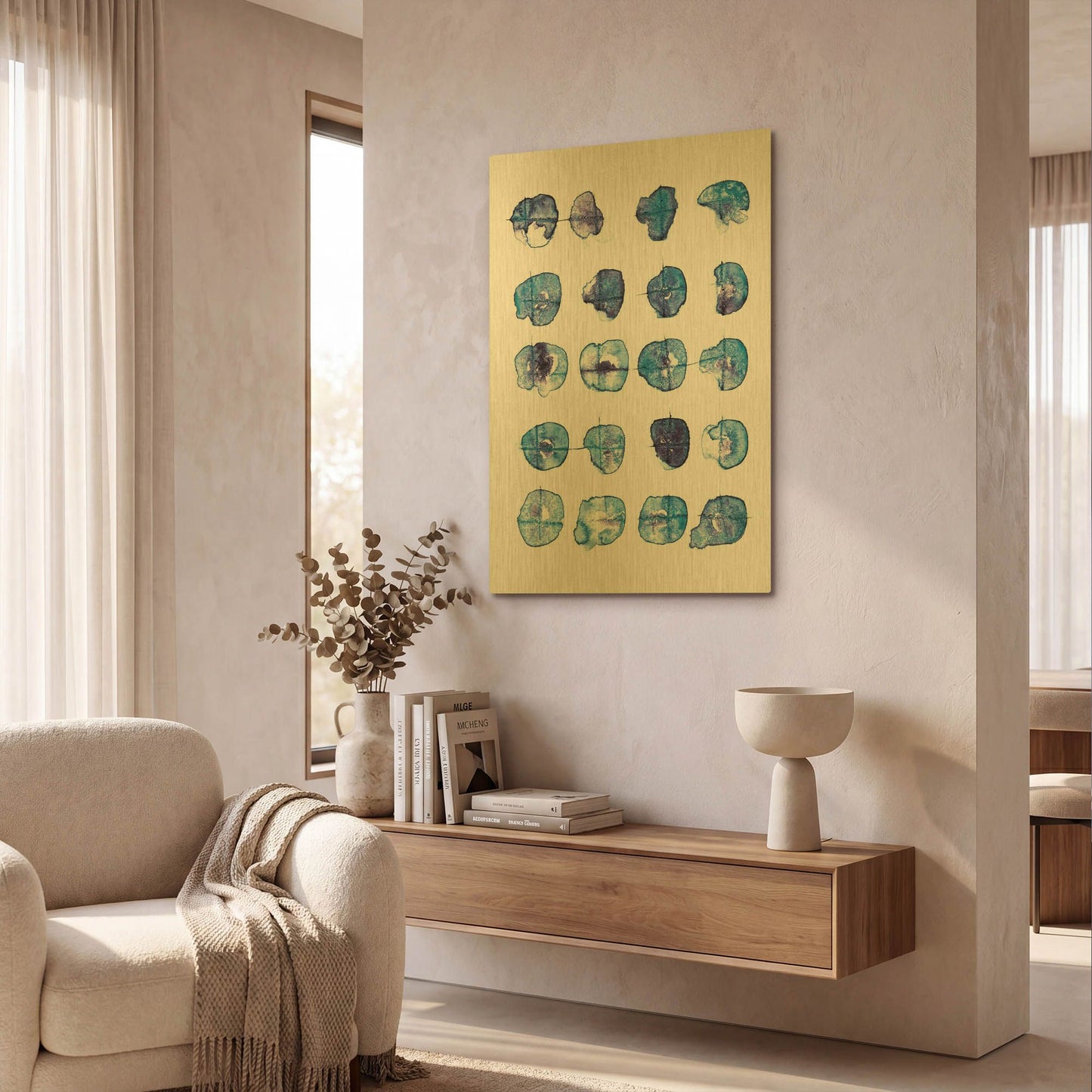 'Indigo Pattern' By Lesia Binkin Gold Metal Wall Art