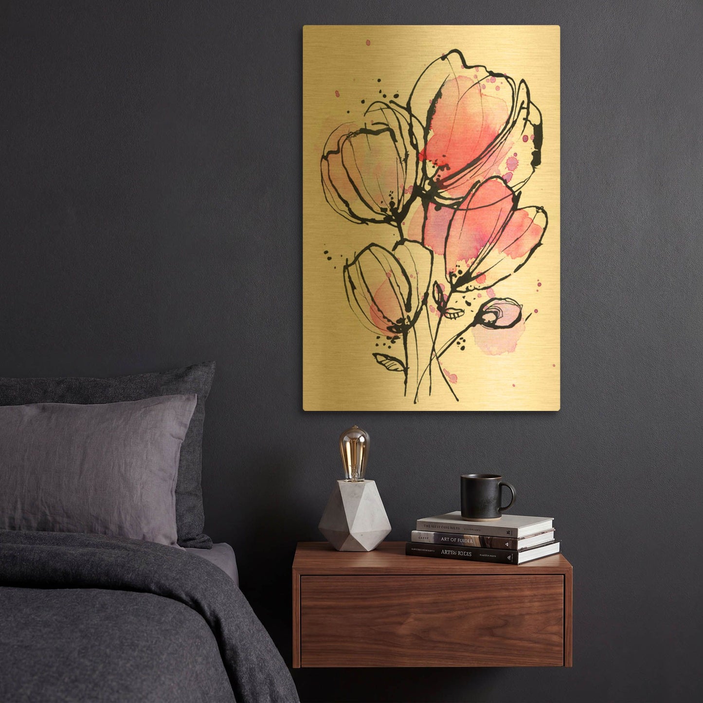 'Pink Mod 1' By Lesia Binkin Gold Metal Wall Art