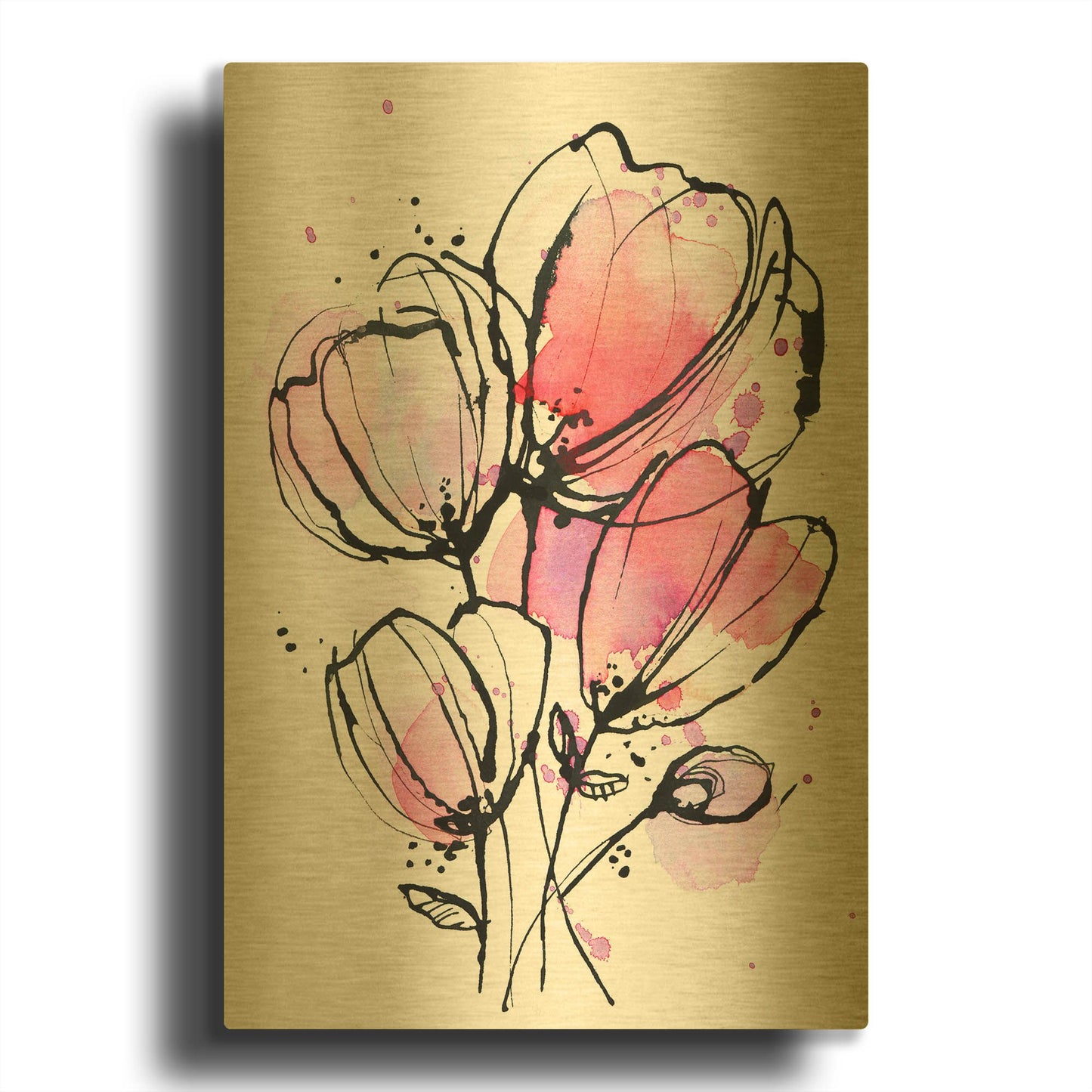 'Pink Mod 1' By Lesia Binkin Gold Metal Wall Art