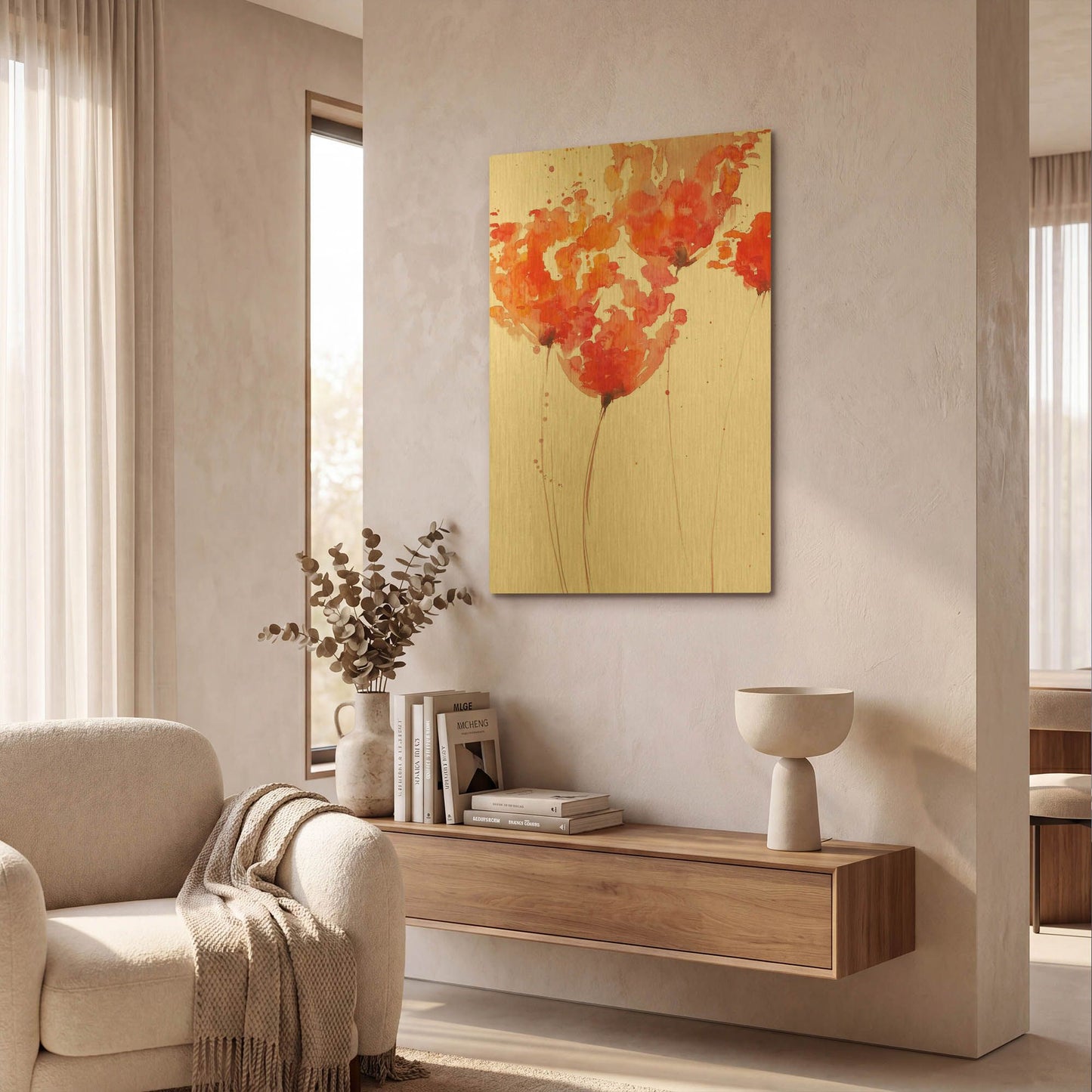 'Tangerine Tango 1' By Lesia Binkin Gold Metal Wall Art