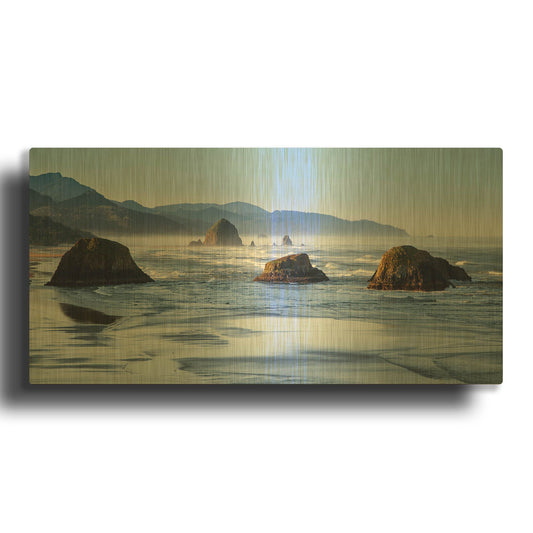 'Cannon Beach' By Michael Broom Gold Metal Wall Art