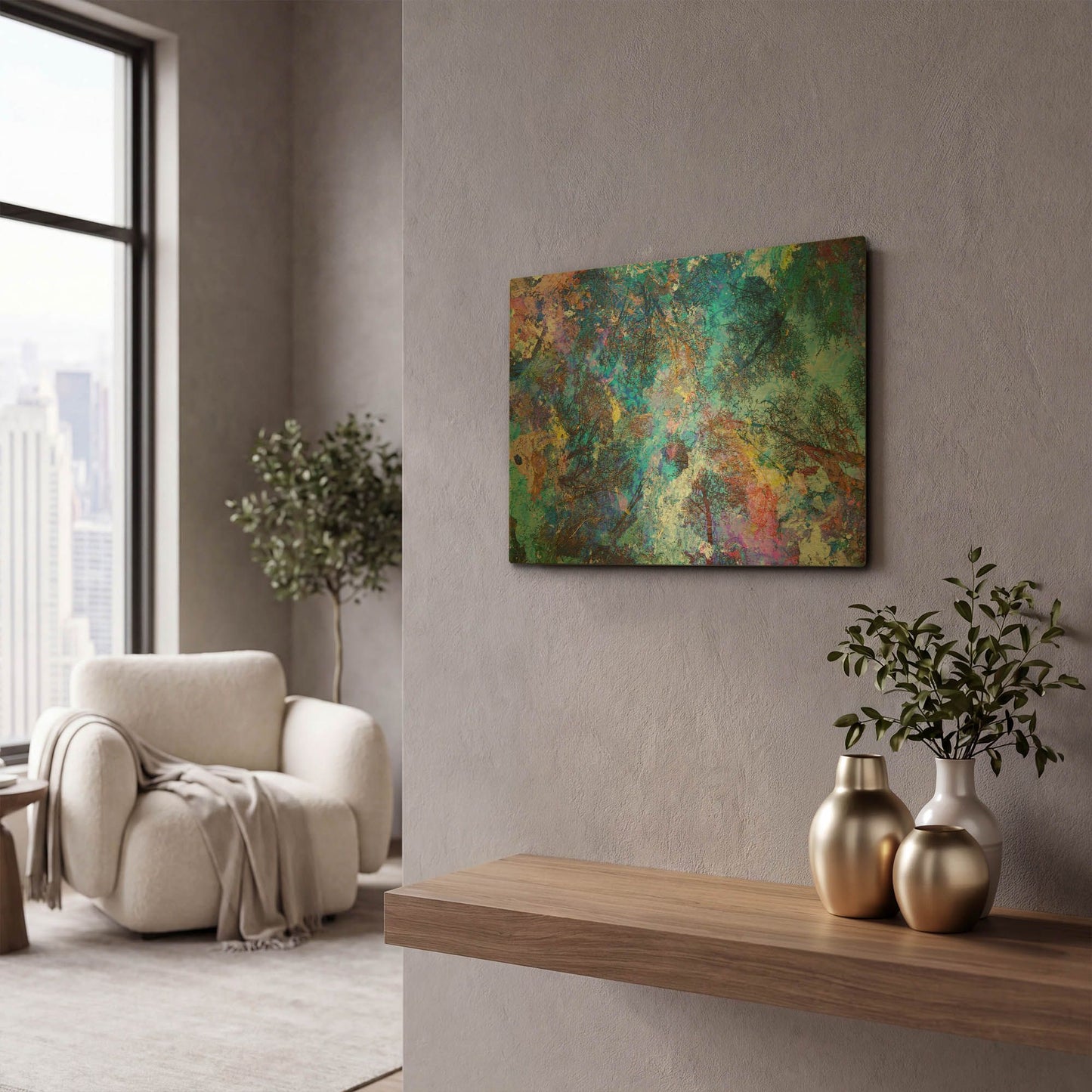 'Dreaming up to the Trees' By Michael Broom Gold Metal Wall Art