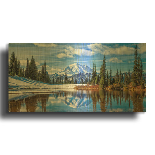 'Mt. Rainier Vista' By Michael Broom Gold Metal Wall Art