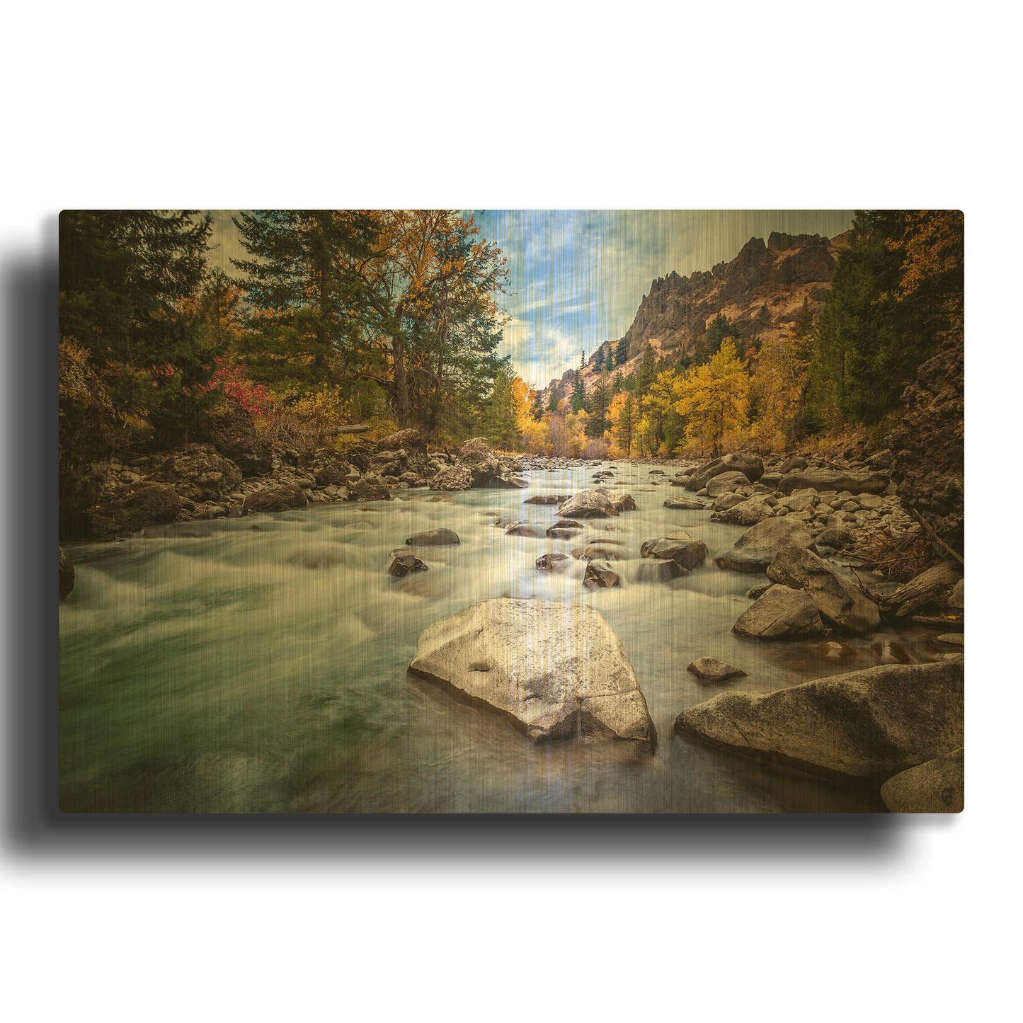 'Teton River Rush' By Michael Broom Gold Metal Wall Art