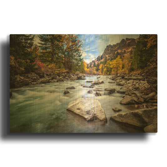 'Teton River Rush' By Michael Broom Gold Metal Wall Art
