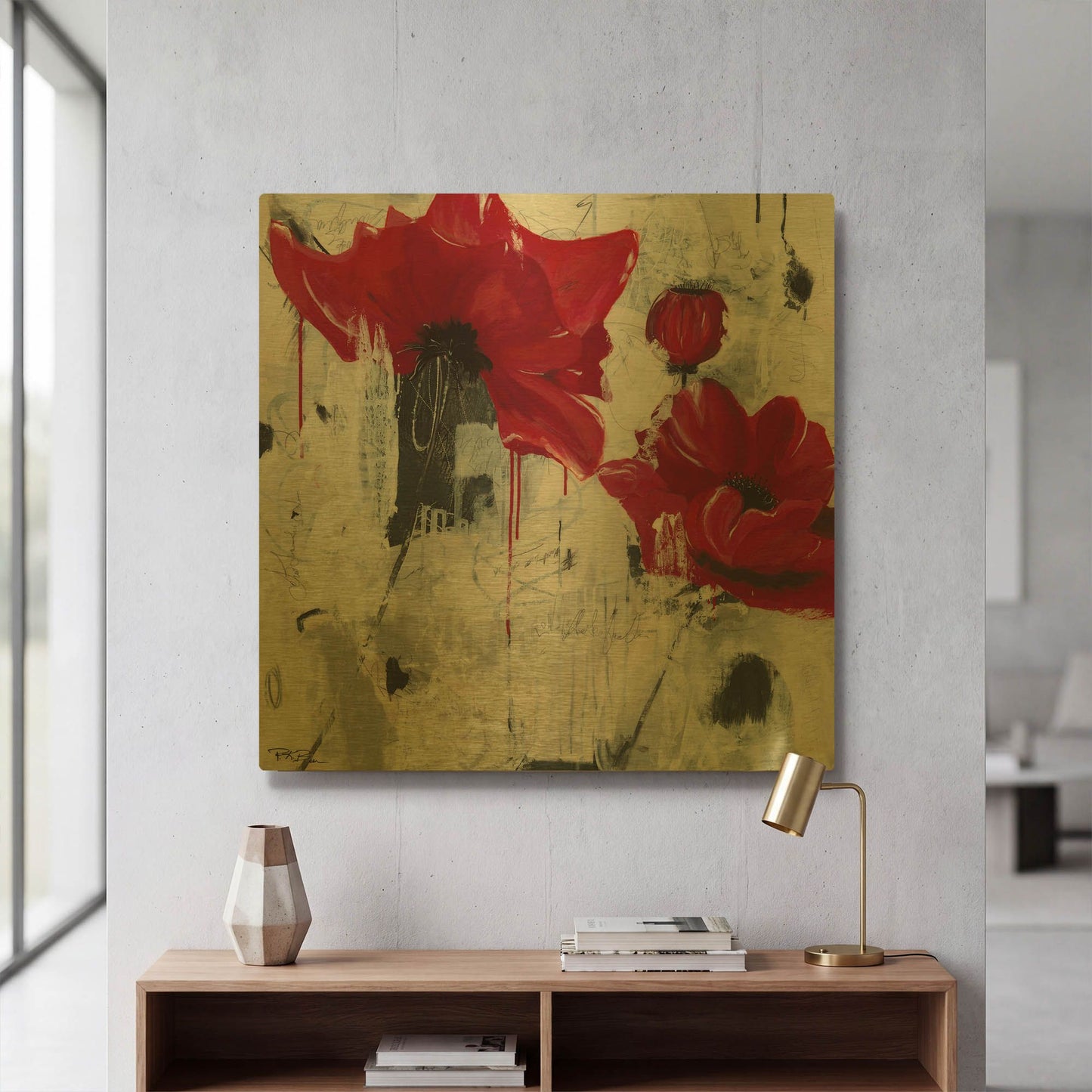 'Poppy Love' By Pamela Beer Gold Metal Wall Art