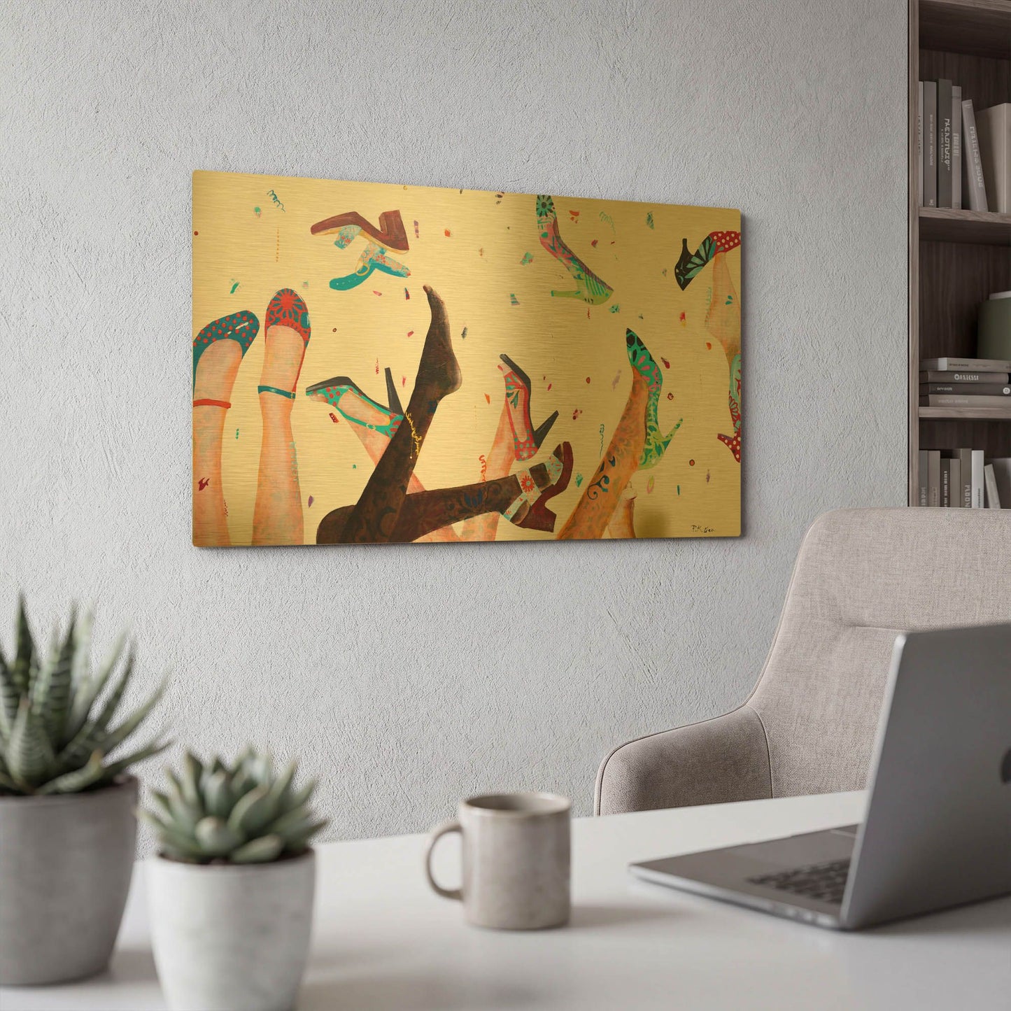 'Opening Day at the Salon' By Pamela Beer Gold Metal Wall Art