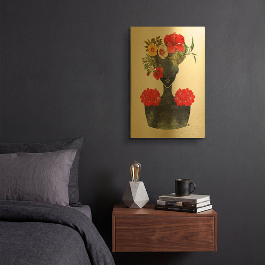 'Flower Crown Silhouette I' By Tabitha Brown Gold Metal Wall Art