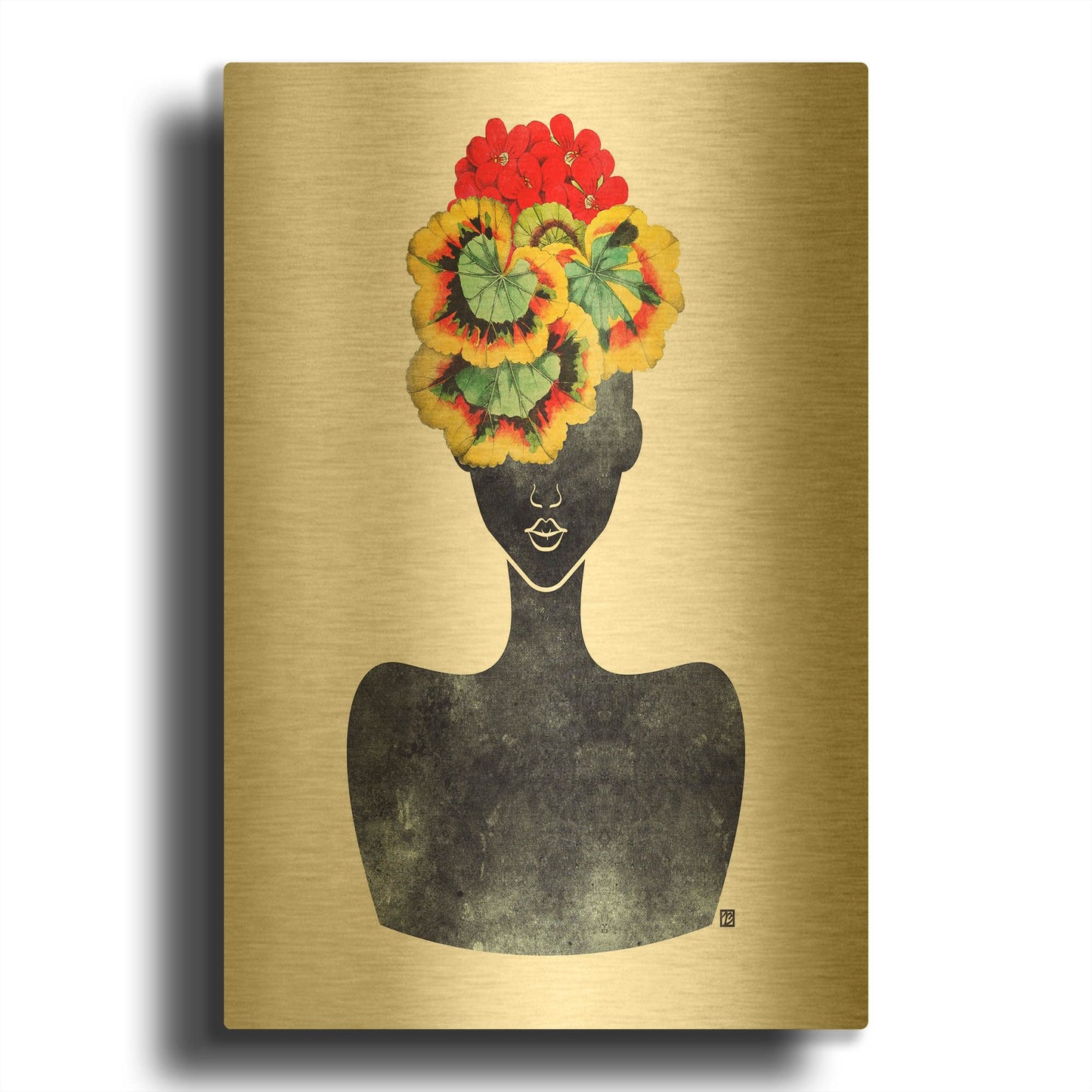 'Flower Crown Silhouette IV' By Tabitha Brown Gold Metal Wall Art