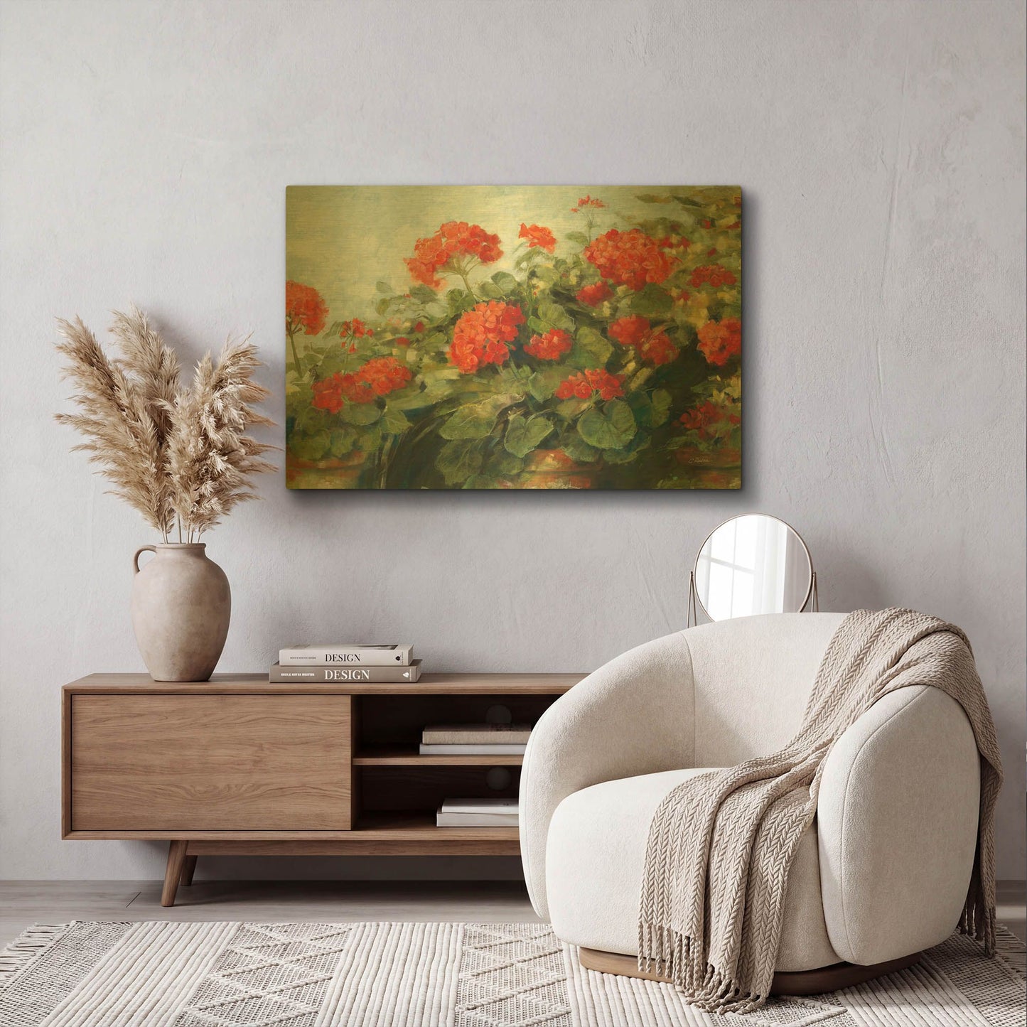 'Geranium Wave' By Carol Rowan Gold Metal Wall Art