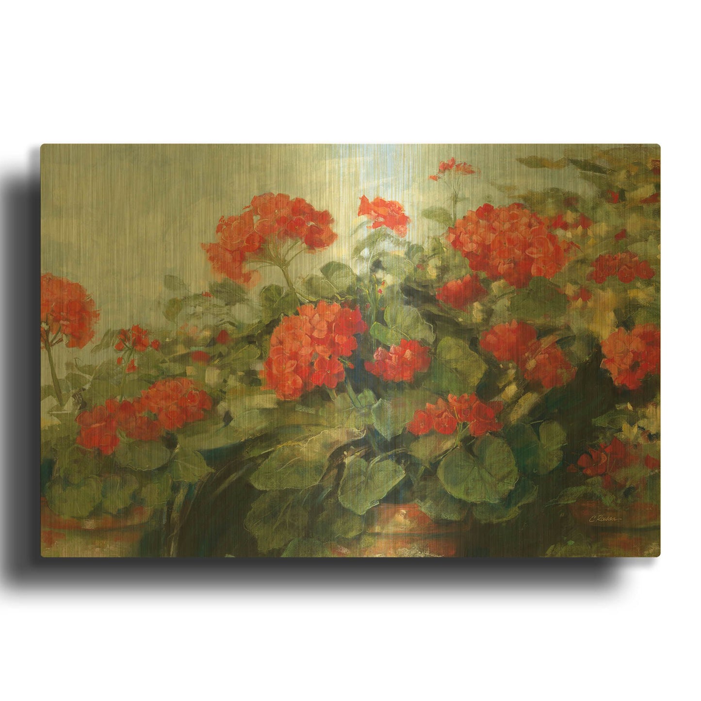 'Geranium Wave' By Carol Rowan Gold Metal Wall Art