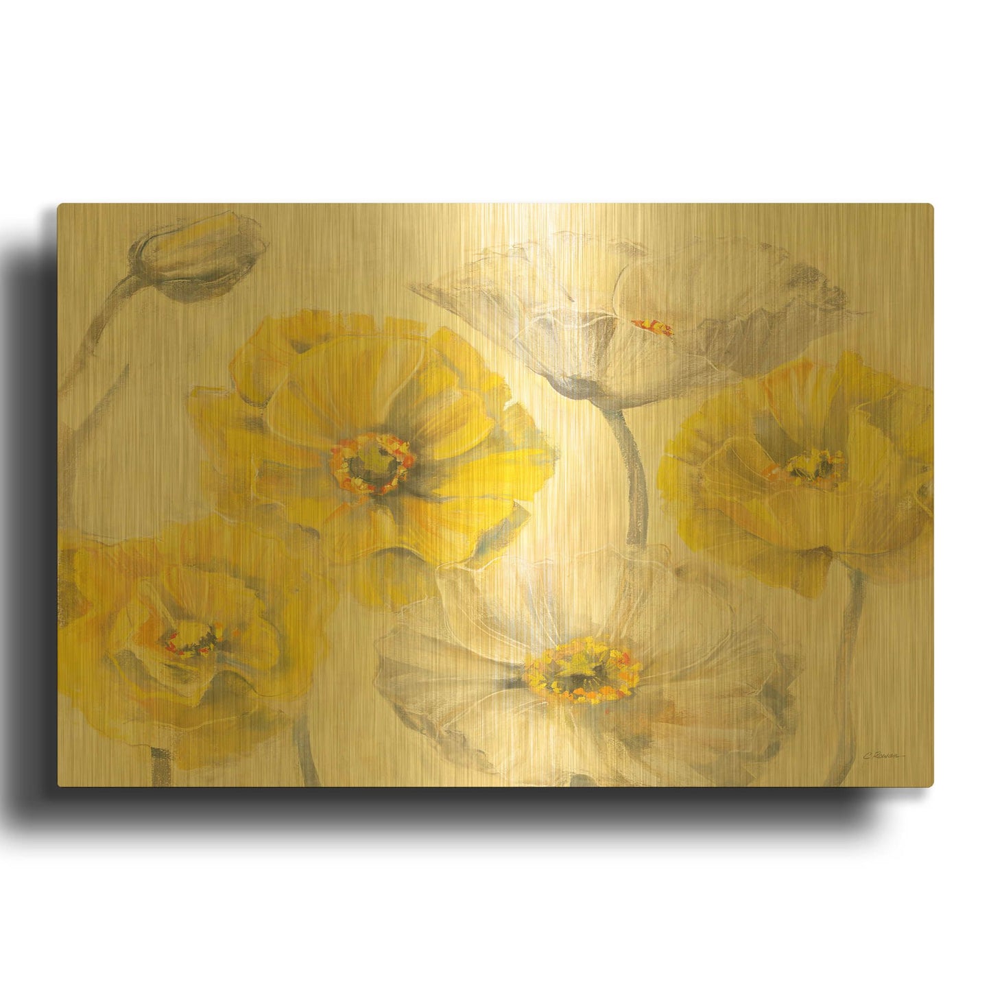 'Comtemporary Poppies I' By Carol Rowan Gold Metal Wall Art