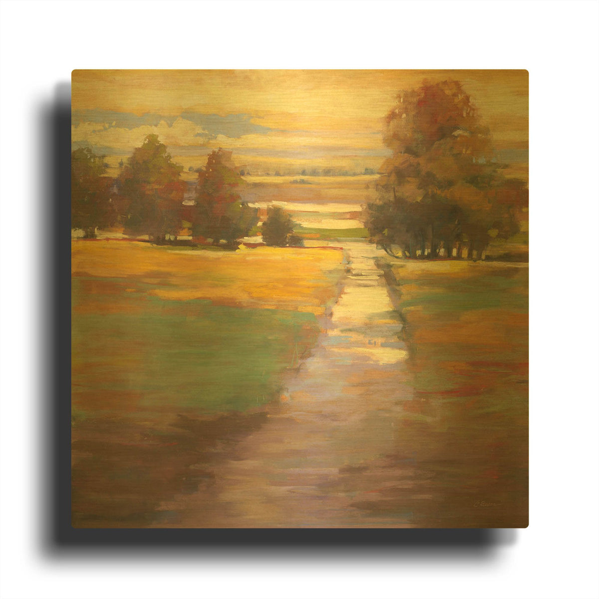 'October Path' By Carol Rowan Gold Metal Wall Art
