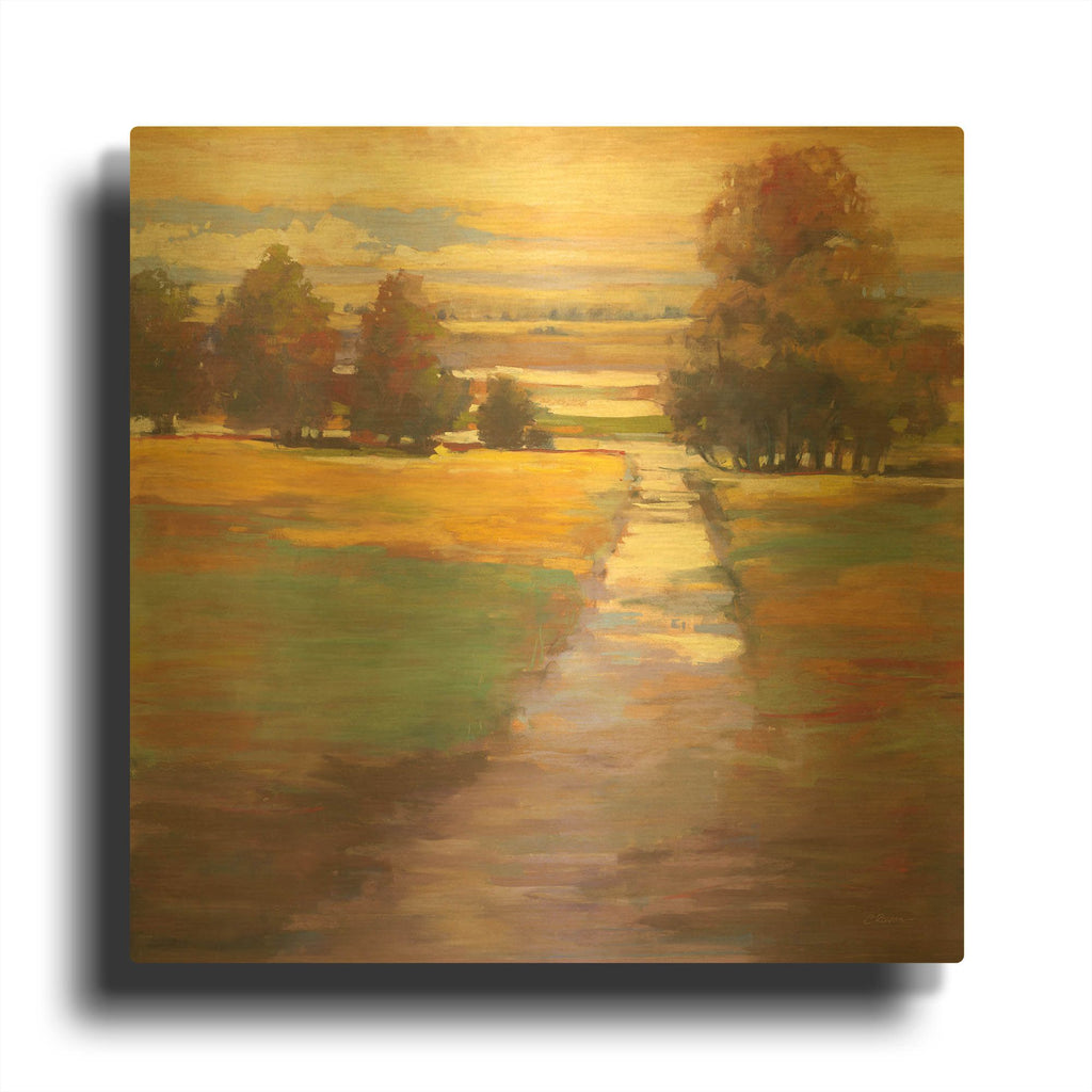 'October Path' By Carol Rowan Gold Metal Wall Art