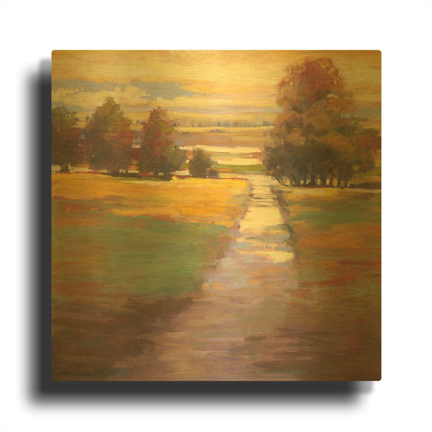 'October Path' By Carol Rowan Gold Metal Wall Art