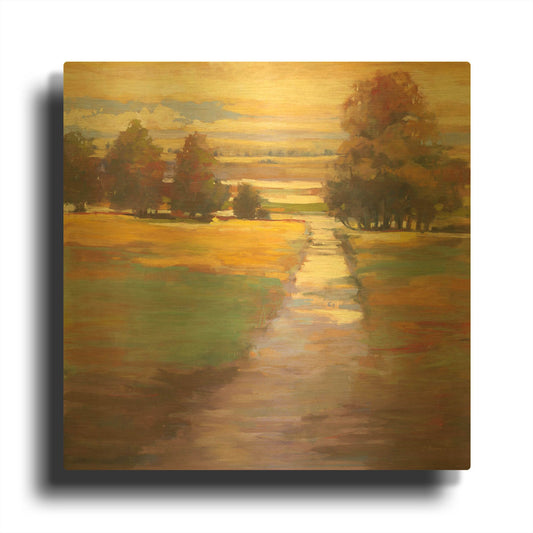 'October Path' By Carol Rowan Gold Metal Wall Art