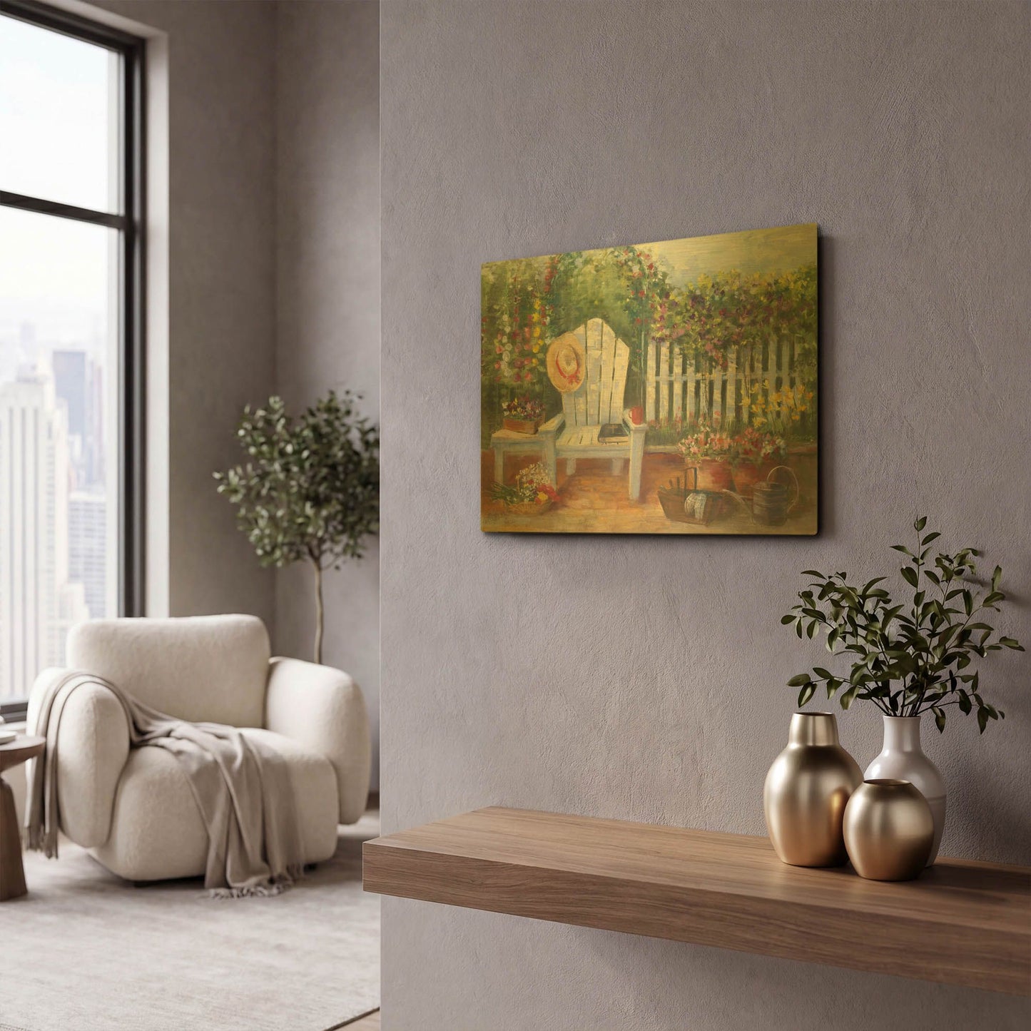 'Carols Sunny Garden' By Carol Rowan Gold Metal Wall Art