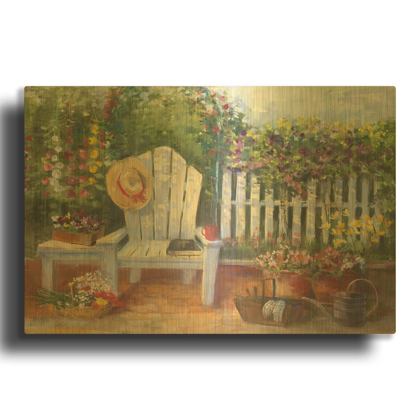 'Carols Sunny Garden' By Carol Rowan Gold Metal Wall Art