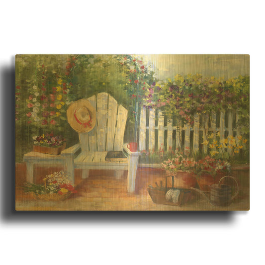 'Carols Sunny Garden' By Carol Rowan Gold Metal Wall Art