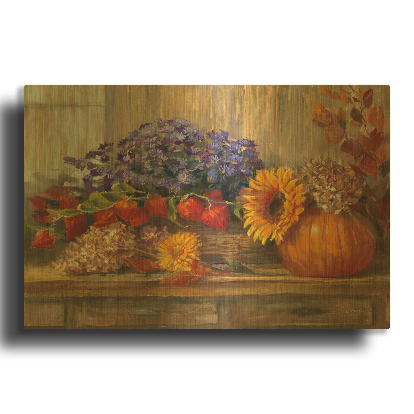 'October Still Life' By Carol Rowan Gold Metal Wall Art